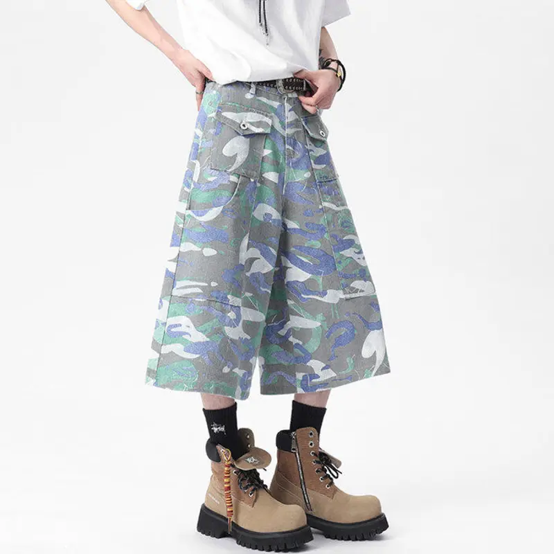 IEFB Niche Design Men's Casual Cargo Shorts Camouflage Muli-pocket New Summer Loose Straight Wide Leg Male Bottom Tide 9W2774