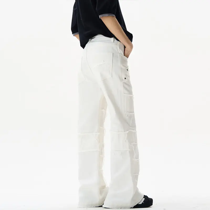 IEFB High Street Male Denim Pants American New Trendy Men's Bottoms Ripped Design Jeans Slimming Micro Flare Trousers 9W2860