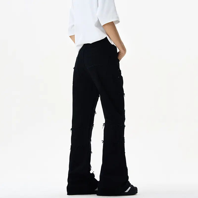 IEFB High Street Male Denim Pants American New Trendy Men's Bottoms Ripped Design Jeans Slimming Micro Flare Trousers 9W2860