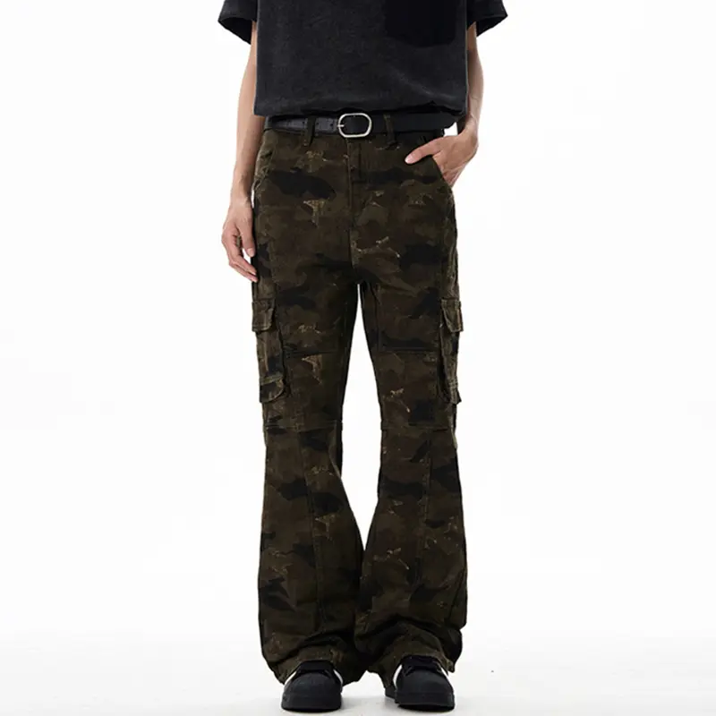 IEFB Men's Cargo Pants New Summer American Multi Pockets Micro Flared Trendy Straight Wide Leg Hiphop Male Casual Bottoms 9W2153