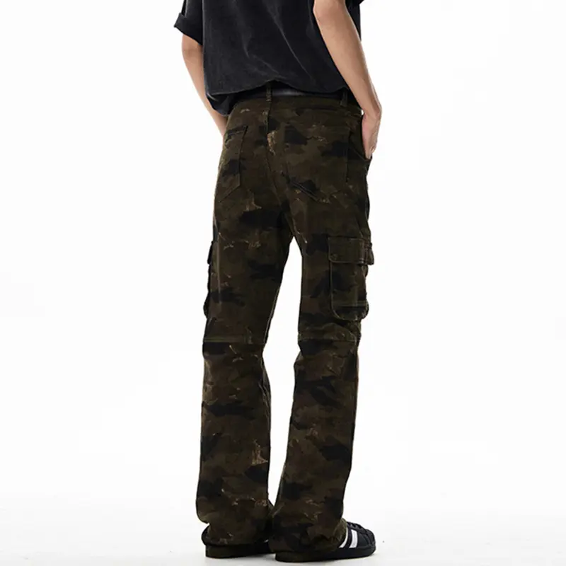 IEFB Men's Cargo Pants New Summer American Multi Pockets Micro Flared Trendy Straight Wide Leg Hiphop Male Casual Bottoms 9W2153