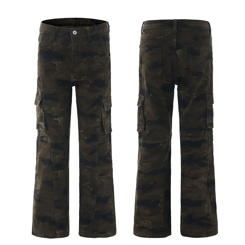 IEFB Men's Cargo Pants New Summer American Multi Pockets Micro Flared Trendy Straight Wide Leg Hiphop Male Casual Bottoms 9W2153
