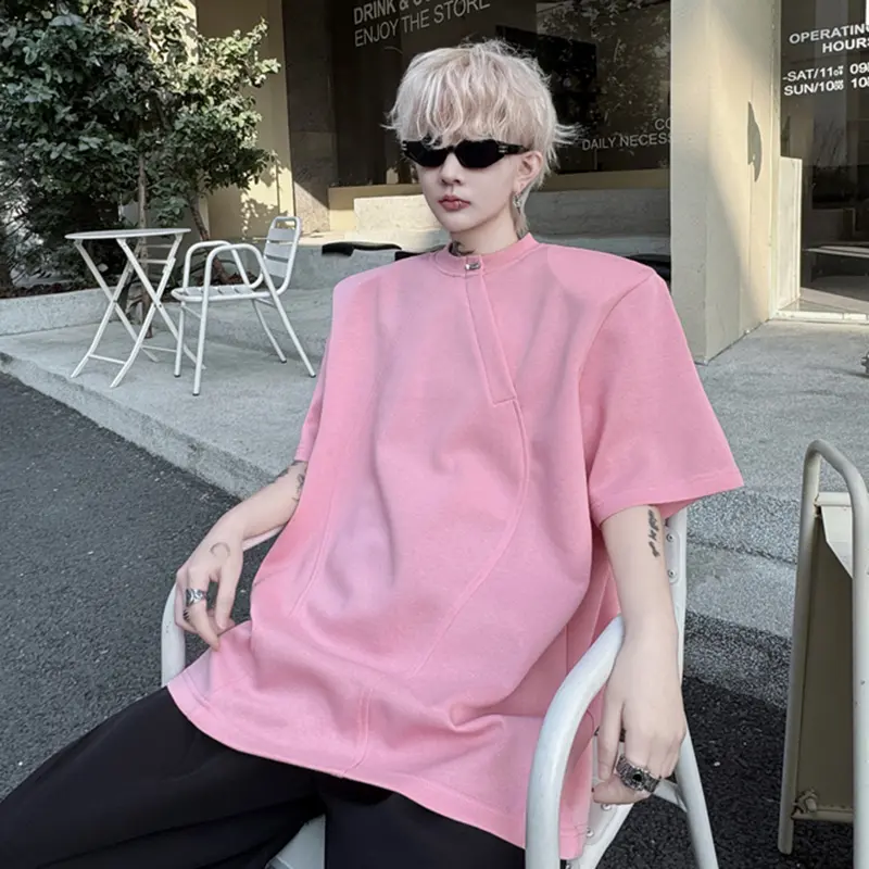 IEFB Summer New Trendy Men's T-shirt Short Sleeve Pullover O-neck Beading Male Tees Fashion Tide Summer Menwear Top 9W1793