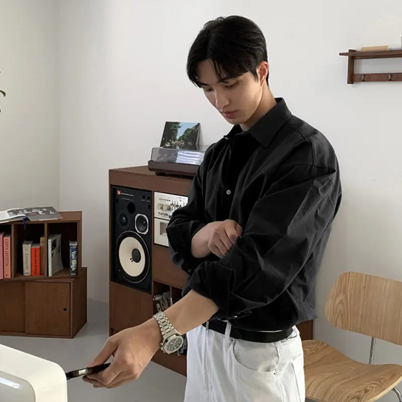IEFB Men's Shirts Long Sleeve New Korean Simple Niche Design Solid Color Single Breasted Spring Male Causal Clothing 9W1982