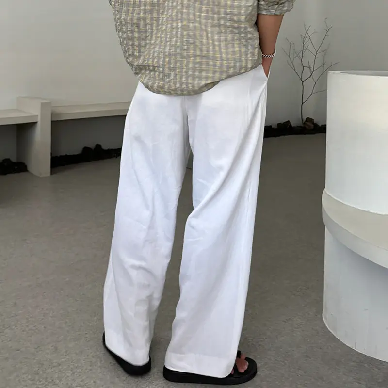IEFB Korean Style Men's Casual Pants Pleated Design Solid Color Botton Straight Wide Leg Loose Male Trousers New Chic 9W2490
