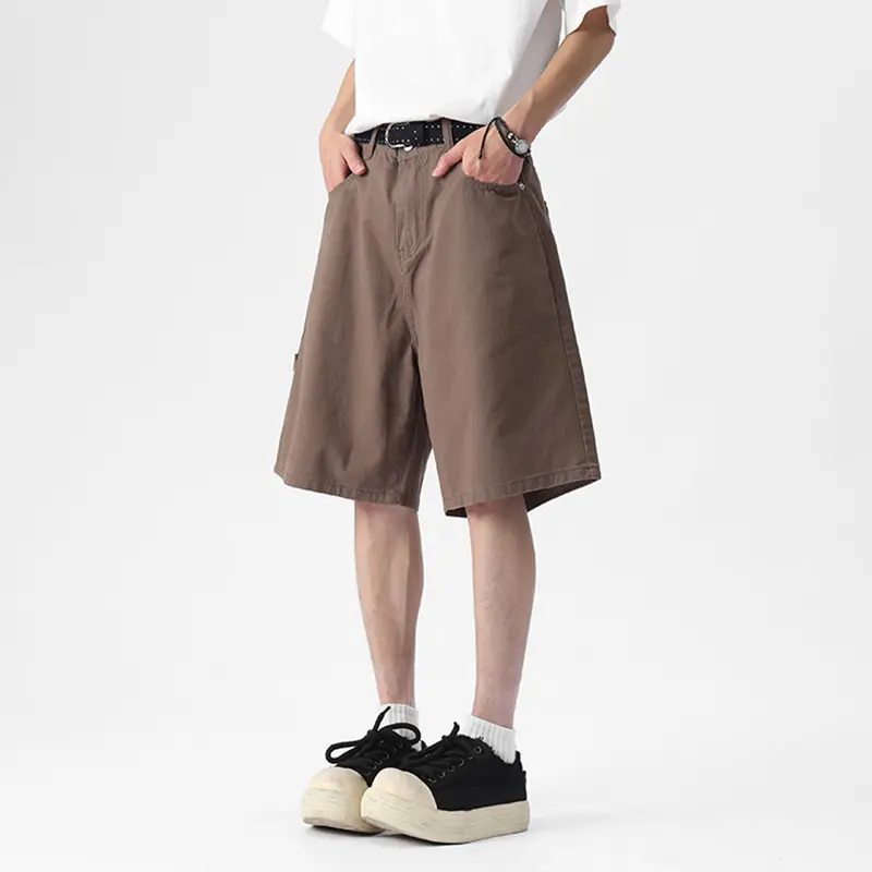 IEFB Summer Back Ribbon Design Casual Shorts Simple Loose Fit Male Solid Color New Fashion Men's Bottoms 2025 Pants 9W3394