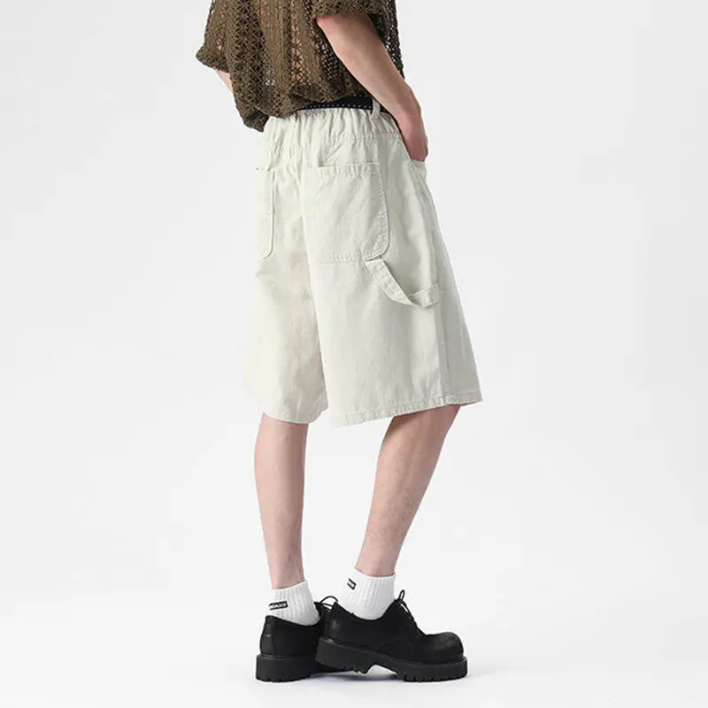 IEFB Summer Back Ribbon Design Casual Shorts Simple Loose Fit Male Solid Color New Fashion Men's Bottoms 2025 Pants 9W3394