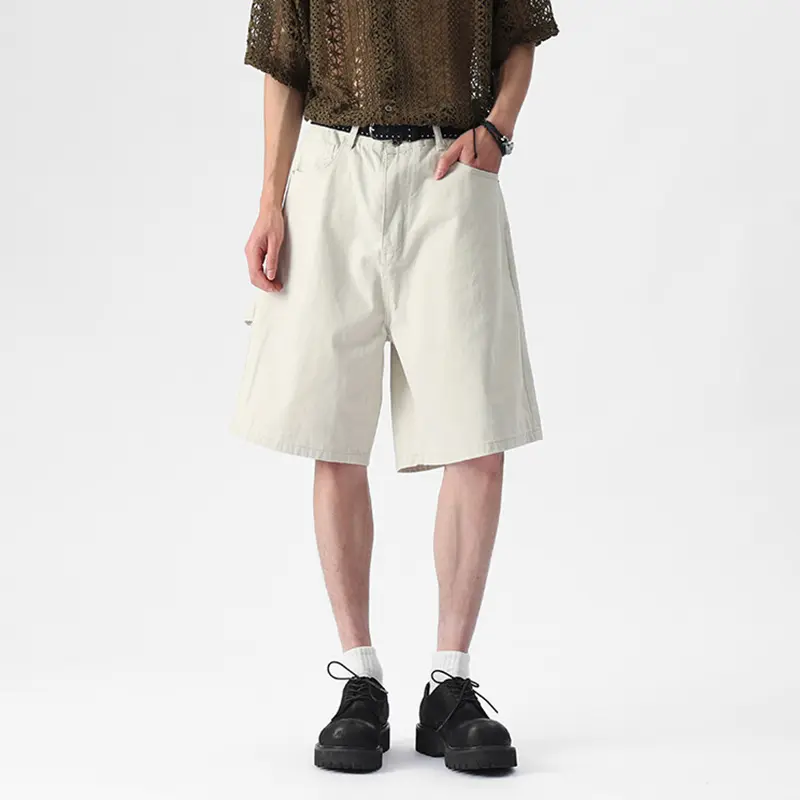 IEFB Summer Back Ribbon Design Casual Shorts Simple Loose Fit Male Solid Color New Fashion Men's Bottoms 2025 Pants 9W3394