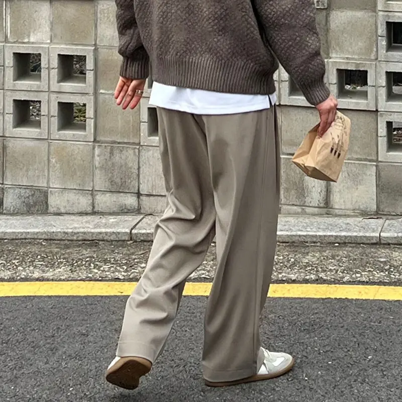 IEFB Men's Casual Pants New Korean Style Pleated Design Solid Color Stylish Male Trousers Trend 2025 Summer Loose Fitting 9W1978