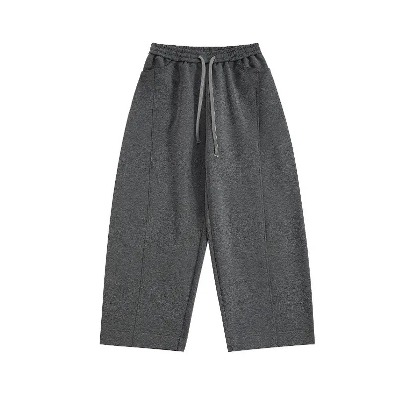 IEFB Men's Casual Pants New American Style Solid Color Sweatpants Straight Wide Leg Elastic Waist Trendy Male Trousers 9W1767