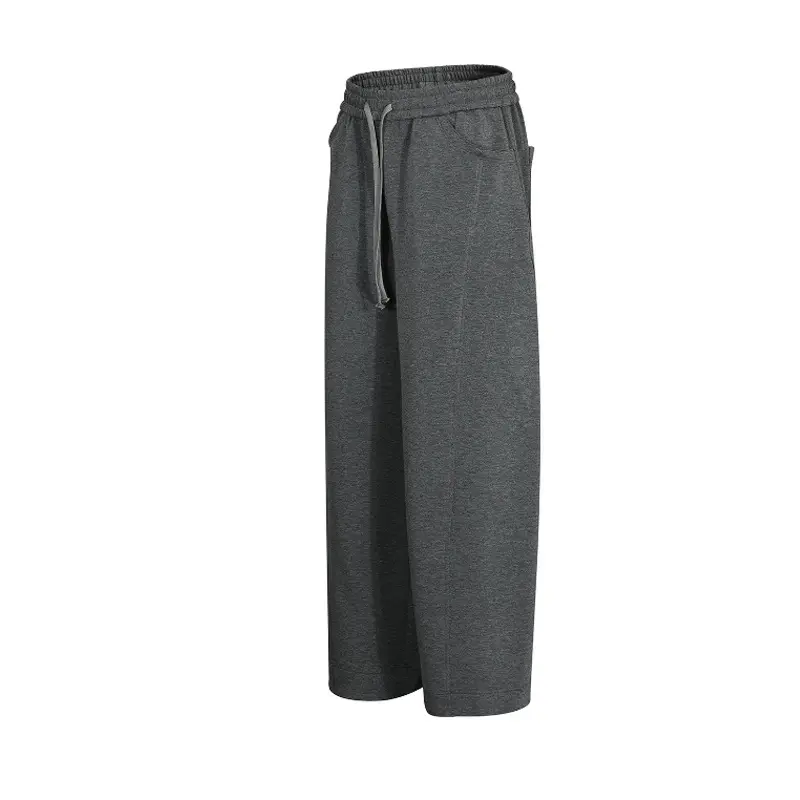 IEFB Men's Casual Pants New American Style Solid Color Sweatpants Straight Wide Leg Elastic Waist Trendy Male Trousers 9W1767