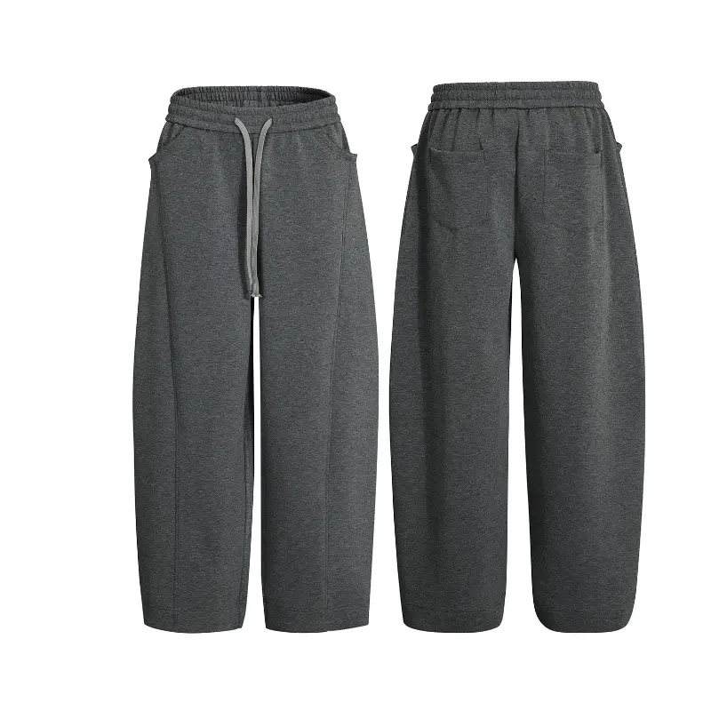IEFB Men's Casual Pants New American Style Solid Color Sweatpants Straight Wide Leg Elastic Waist Trendy Male Trousers 9W1767
