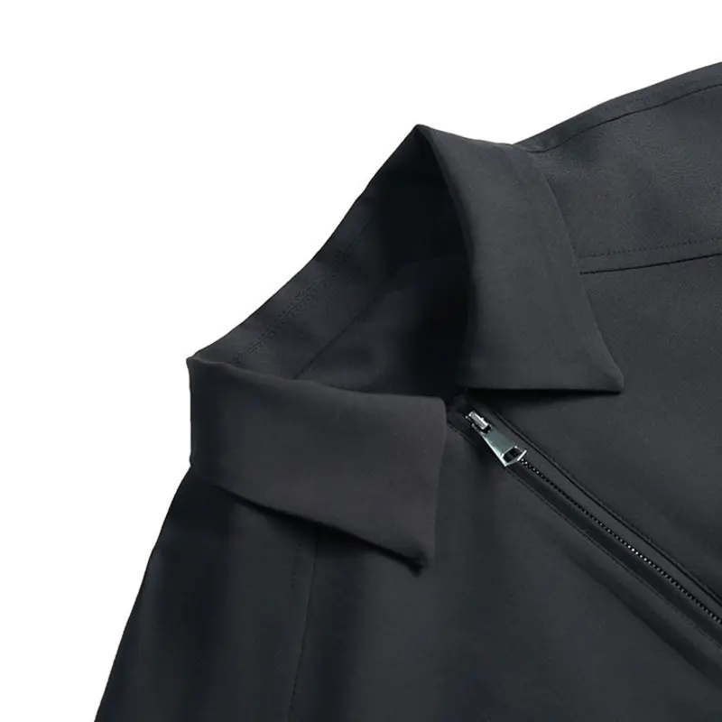 IEFB Korean Style Men's Jackets Solid Color Turn-down Collar Zipper Casual Cleanfit Clothing Loose All-match Male Coats 9W4078
