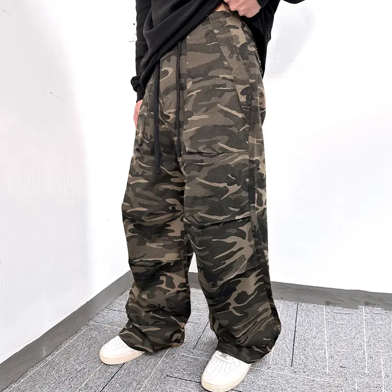 IEFB Men's Cargo Pants New American Style High Street  Loose Multi Pockets Trendy Straight Wide Leg Summer Male Trousers 9W1779