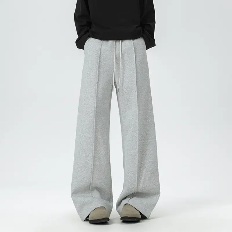 IEFB Sample Men Sweatpants Casual Loose Solid Color Straight Sport Pants Elastic Waist Lace-up Men's Trousers New Trendy 9W3293