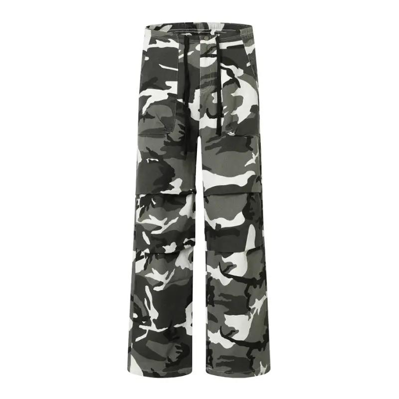 IEFB Men's Cargo Pants New American Style High Street  Loose Multi Pockets Trendy Straight Wide Leg Summer Male Trousers 9W1779