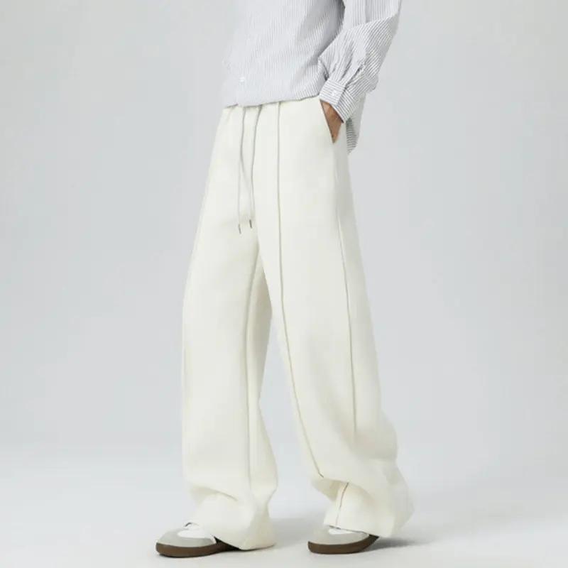 IEFB Sample Men Sweatpants Casual Loose Solid Color Straight Sport Pants Elastic Waist Lace-up Men's Trousers New Trendy 9W3293