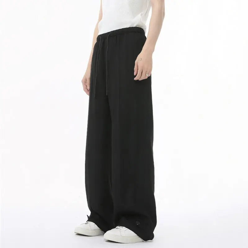 IEFB Men's Casual Clothing Korean Fashionable Elastic Waist Straight Leg Design Solid Color Male Trousers Simple Bottoms 9W1596