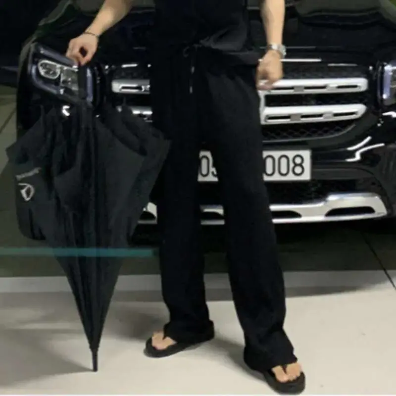 IEFB New Trendy Male Casual Pants Elastic Waist New Ice Silk Straight Summer Trend Solid Color Men's Clothing Korean 9W1362