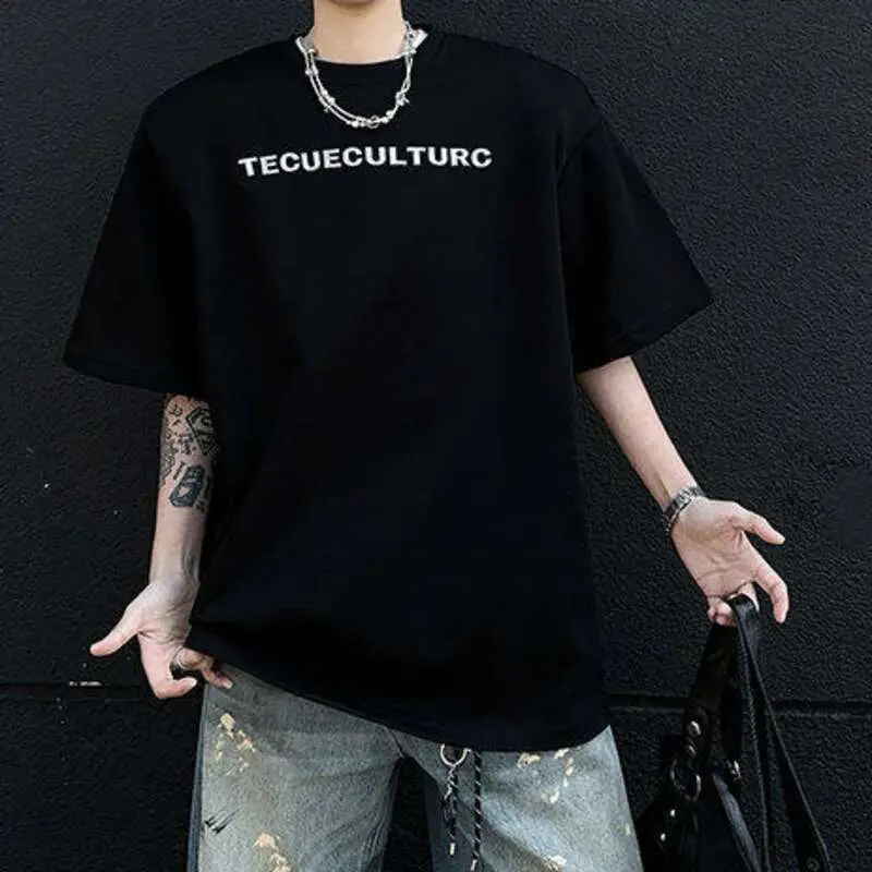 IEFB Men's Short Sleeve T-shirts Embroidery Metal Nail Bead Rivet Decoration Male T-shirt Pullover Menwear Summer 2025 9W1665