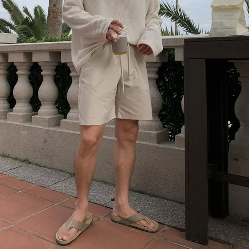 IEFB Men's Casual Shorts New Summer Kroean Style Solid Color Simple Trendy Elastic Waist Male Straight Leg Male Bottoms 9W2037