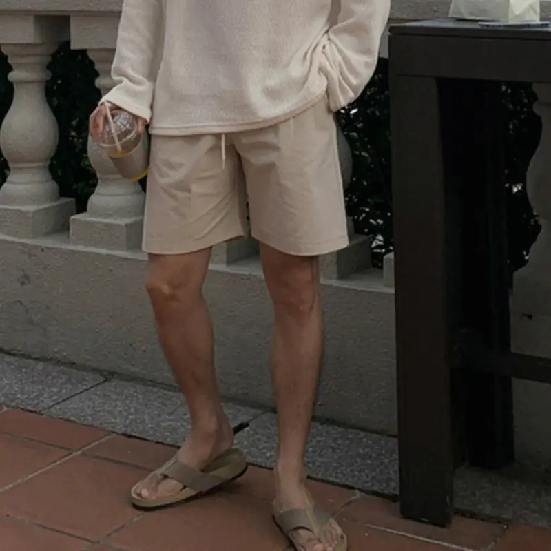 IEFB Men's Casual Shorts New Summer Kroean Style Solid Color Simple Trendy Elastic Waist Male Straight Leg Male Bottoms 9W2037