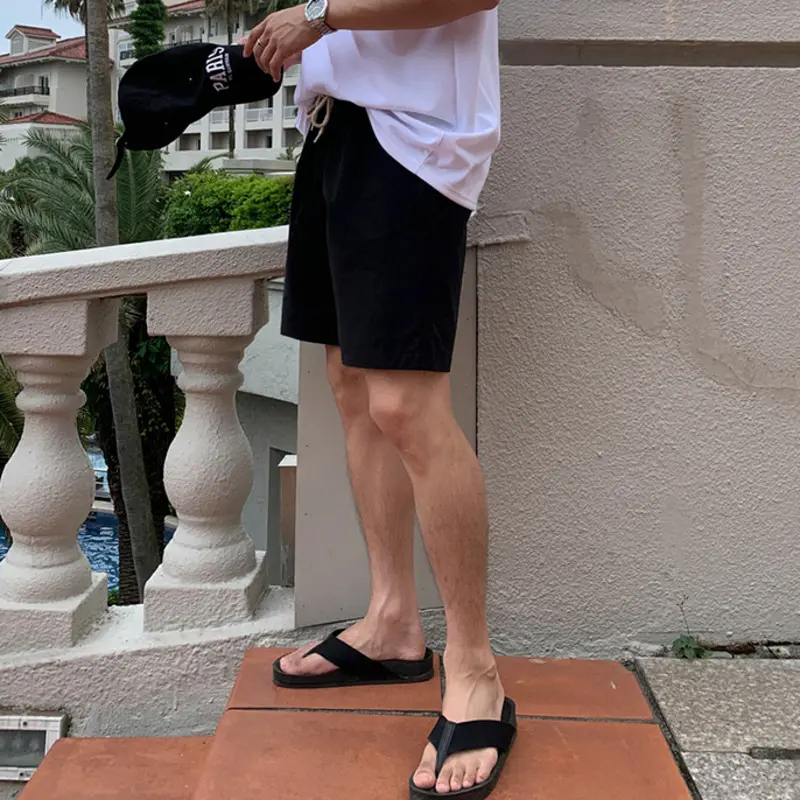 IEFB Men's Casual Shorts New Summer Kroean Style Solid Color Simple Trendy Elastic Waist Male Straight Leg Male Bottoms 9W2037