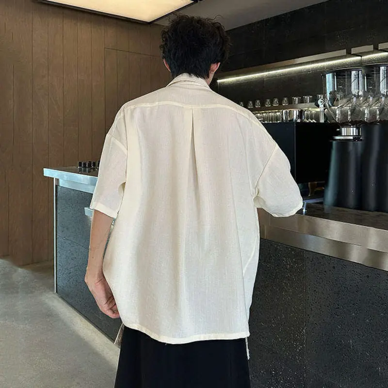 IEFB Three-dimensional Flowers Design Men's Shirt Lapel Chic Single Breasted Contrast Color Ribbon Short Sleeved Male Top 9W2770