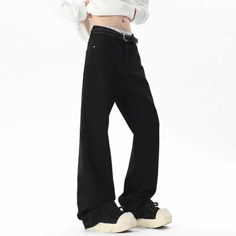 IEFB Men's Jeans Straight Wide Leg Chic New Summer American Style Solid Color High Street Trendy Male Handsome Bottoms 9W2061