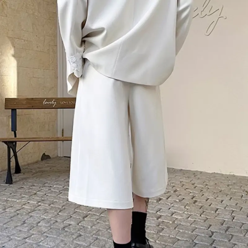 IEFB Korean Style Men's Shorts Casual Wide Leg Pants Trendy Versatile Mid Length Loose Fitting Summer Solid Color Men 9W2690