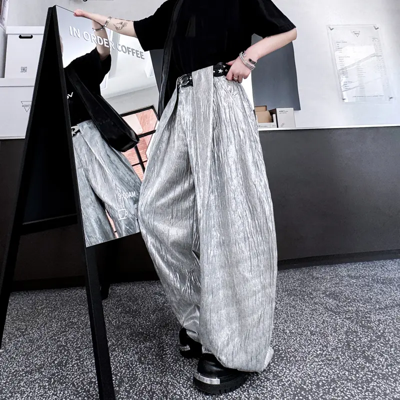 IEFB Men's Casual Pants Performance Loose Curved Knife Trendy New Summer Korean Style Solid Color Male Handsome Trousers 9W2171