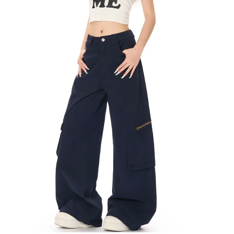 IEFB Men's Cargo Pants New American Style Straight Leg Trend High Street Stylish Solid Color Multi Pockets Male Clothing 9W1922