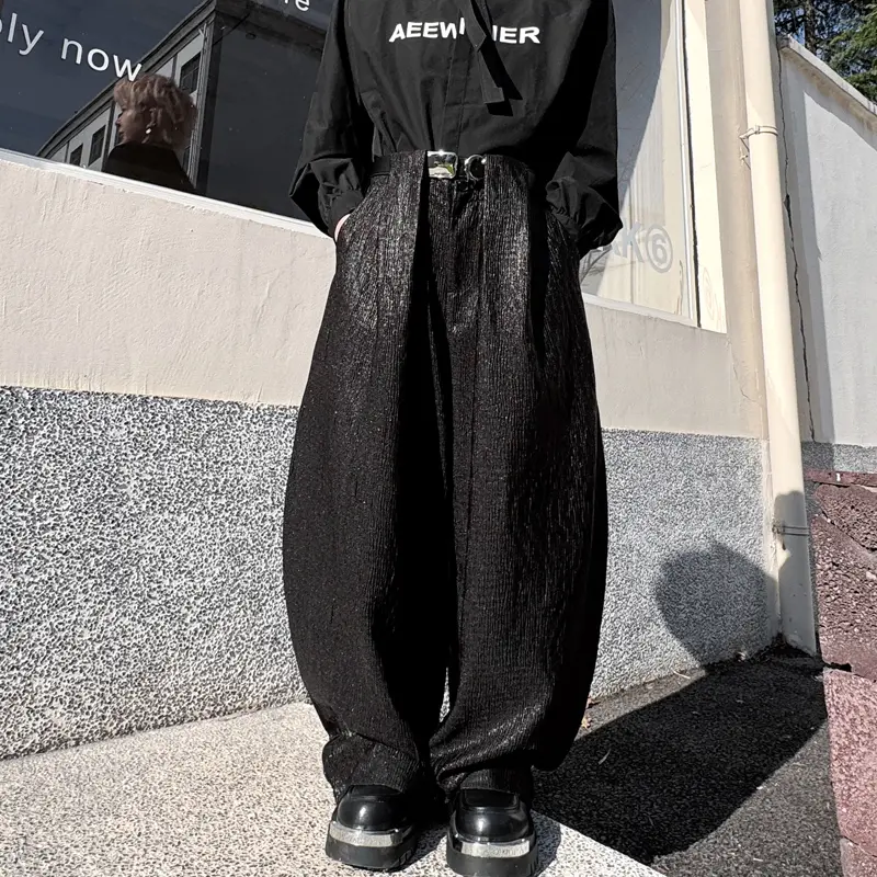 IEFB Men's Casual Pants Performance Loose Curved Knife Trendy New Summer Korean Style Solid Color Male Handsome Trousers 9W2171