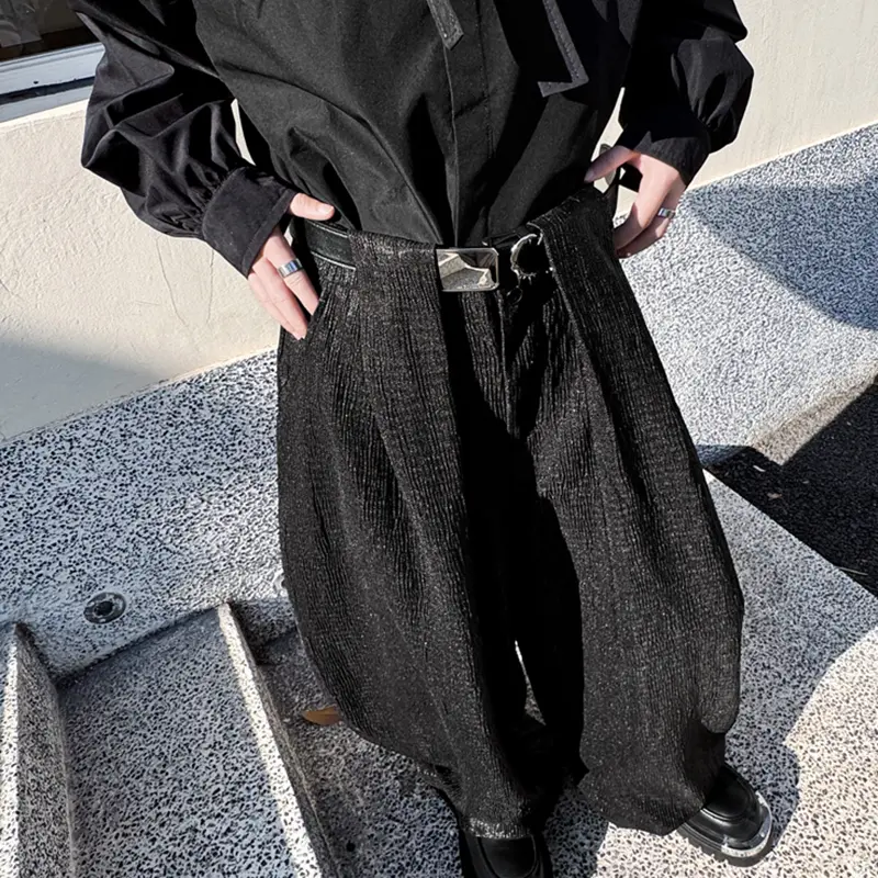 IEFB Men's Casual Pants Performance Loose Curved Knife Trendy New Summer Korean Style Solid Color Male Handsome Trousers 9W2171