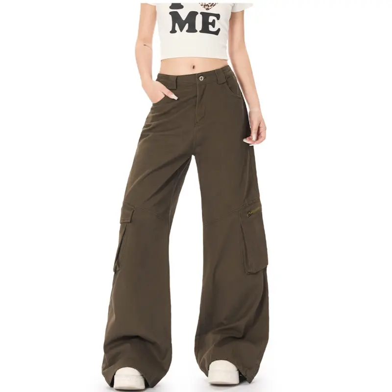IEFB Men's Cargo Pants New American Style Straight Leg Trend High Street Stylish Solid Color Multi Pockets Male Clothing 9W1922
