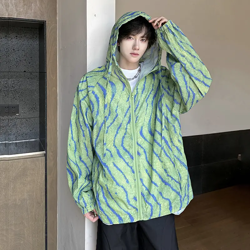 IEFB Men's Sweatshirts New Korean Style Spring Hooded Wavy Design Casual Contrast Color Male Handsome Clothing 2025 9W2132