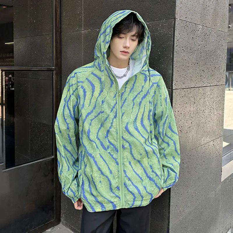 IEFB Men's Sweatshirts New Korean Style Spring Hooded Wavy Design Casual Contrast Color Male Handsome Clothing 2025 9W2132