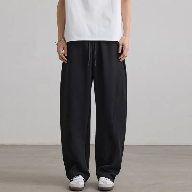 IEFB Men's Sweatpants New Threedimensional Cut Curved Knife Pants Elastic Waist Straight Leg Trendy Male Causal Bottoms 9W1904