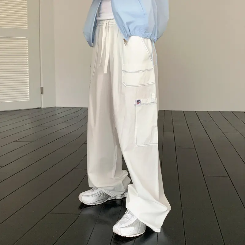 IEFB Men's Cargo Pants New Summer Splicing Design Muliti Pockets Trendy Elastic Waist Stylish Solid Color Male Trousers 9W2040