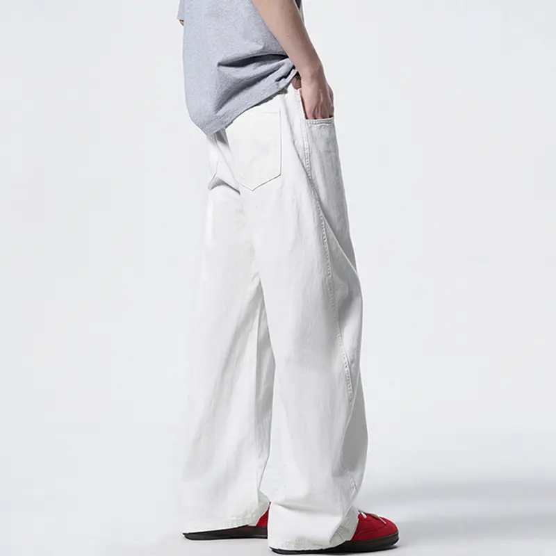 IEFB 2025 Summer Simple Men's Dcurved Knife Pants Denim Cleanfit American Minimalist White Jeans Men Casual Wide Leg 9W2565