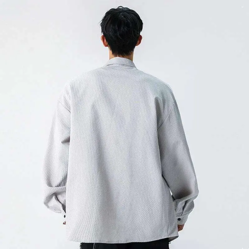 IEFB Men's Shirts New Korean Long Sleeved Single Breasted Solid Color Spring Male Striped Design Male Shirt Loose Fitting 9W1388