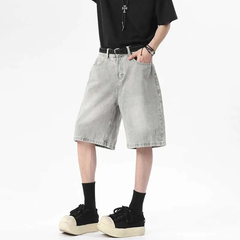IEFB Men's Denim Shorts New Summer American High Street Style Gradient Color Simple Straight Leg Trendy Male Pants 9W1811