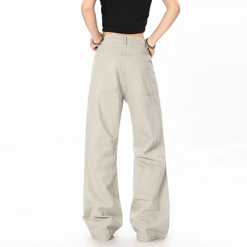 IEFB New Men's Cargo Pants American Straight Wide Leg Solid Color Trendy Streetwear Simple Male Causal Loose Trousers 9W1928