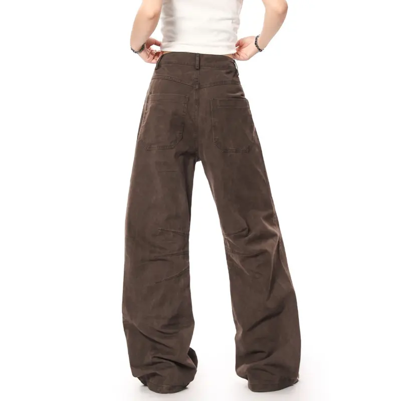 IEFB New Men's Cargo Pants American Straight Wide Leg Solid Color Trendy Streetwear Simple Male Causal Loose Trousers 9W1928