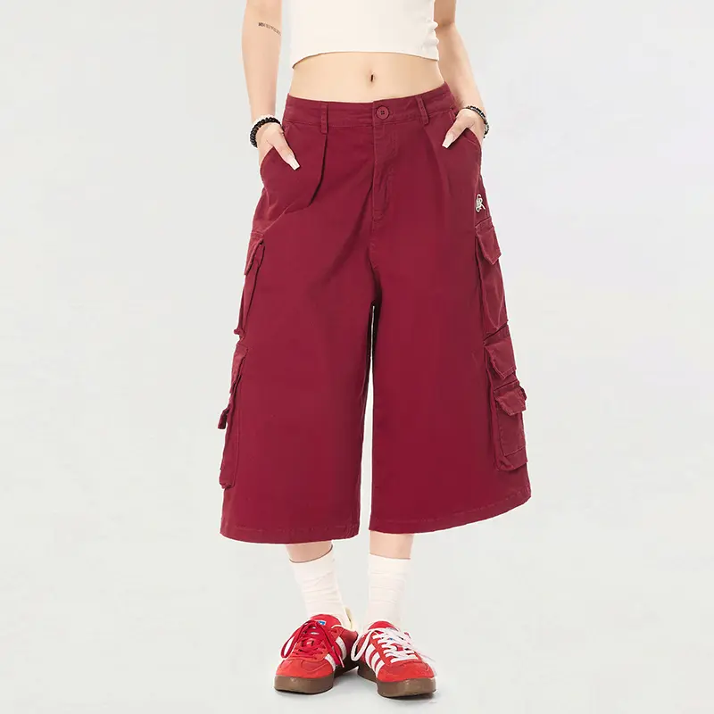 IEFB New Fashion Summe Male Shorts American Style Multi Pocket Workwear Cropped Pants Solid Color Short Sweatpants 9W2326