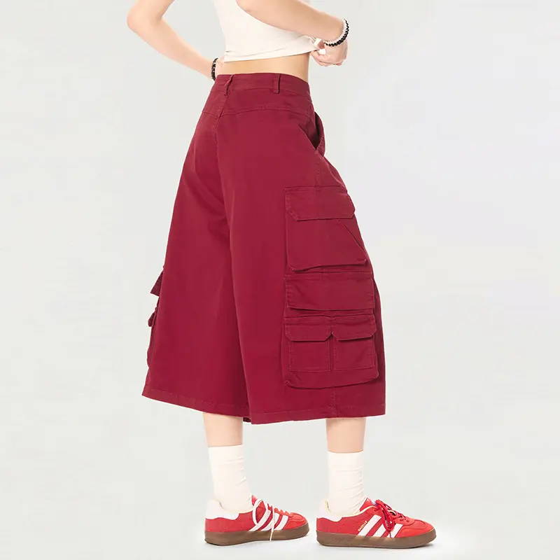 IEFB New Fashion Summe Male Shorts American Style Multi Pocket Workwear Cropped Pants Solid Color Short Sweatpants 9W2326