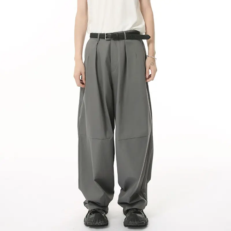 IEFB Korean Style Men's Suit Pants Pleated Design Solid Color Casyal Trousers Straight Wide Leg Loose Male Bottom Simple 9W2464