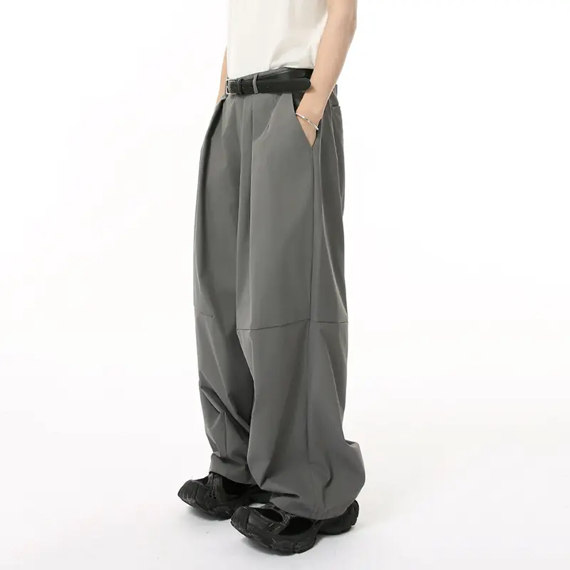 IEFB Korean Style Men's Suit Pants Pleated Design Solid Color Casyal Trousers Straight Wide Leg Loose Male Bottom Simple 9W2464
