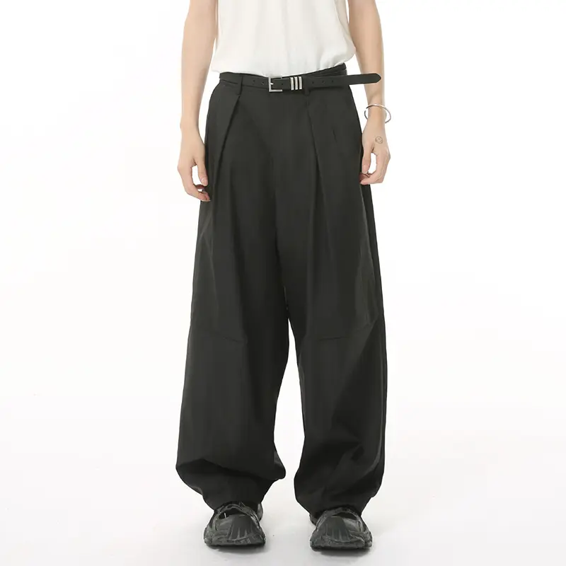 IEFB Korean Style Men's Suit Pants Pleated Design Solid Color Casyal Trousers Straight Wide Leg Loose Male Bottom Simple 9W2464