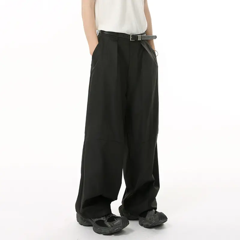 IEFB Korean Style Men's Suit Pants Pleated Design Solid Color Casyal Trousers Straight Wide Leg Loose Male Bottom Simple 9W2464